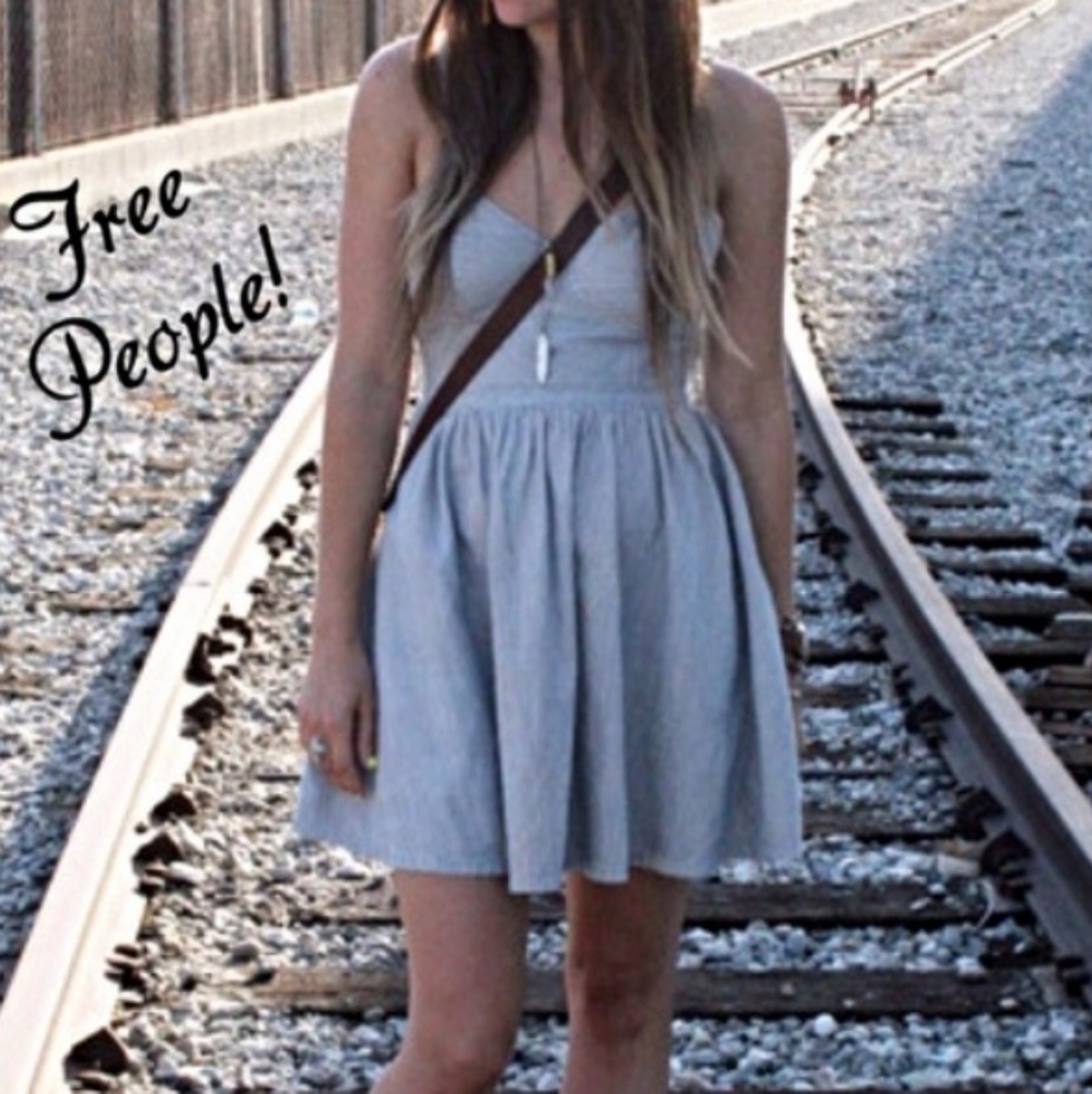 Free People Railroad Pinstripe Mini Spaghetti Sundress Sz XS
